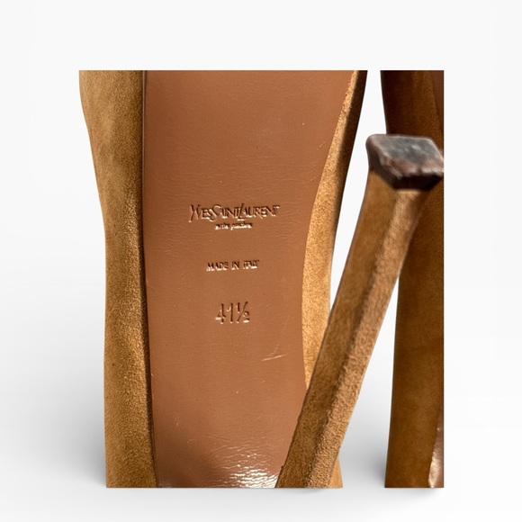 YSL Yves Saint Laurent High Heels Tribtoo Platform Pumps Suede Stiletto 11.5 - Picture 7 of 8